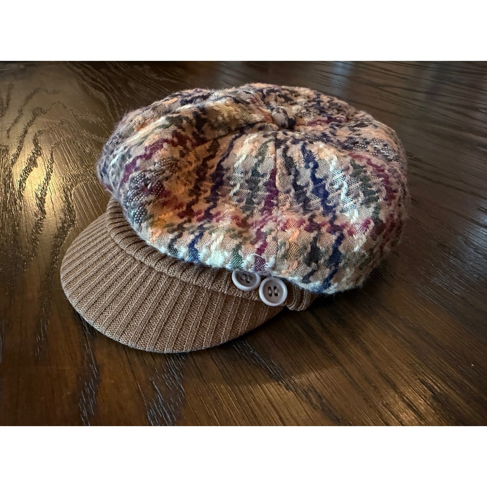 Manhattan Hat Company Newsboy Cap Womens OS Multi Excellent Vintage Houndstooth